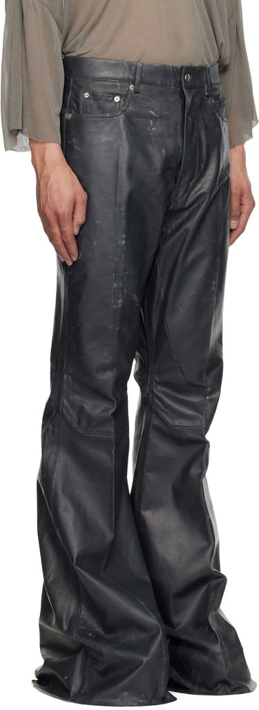Bukser Rick Owens Rick Owens Hollywood Bolan Bootcut Leather Pants Sort | RU01E5335 LTP, 1