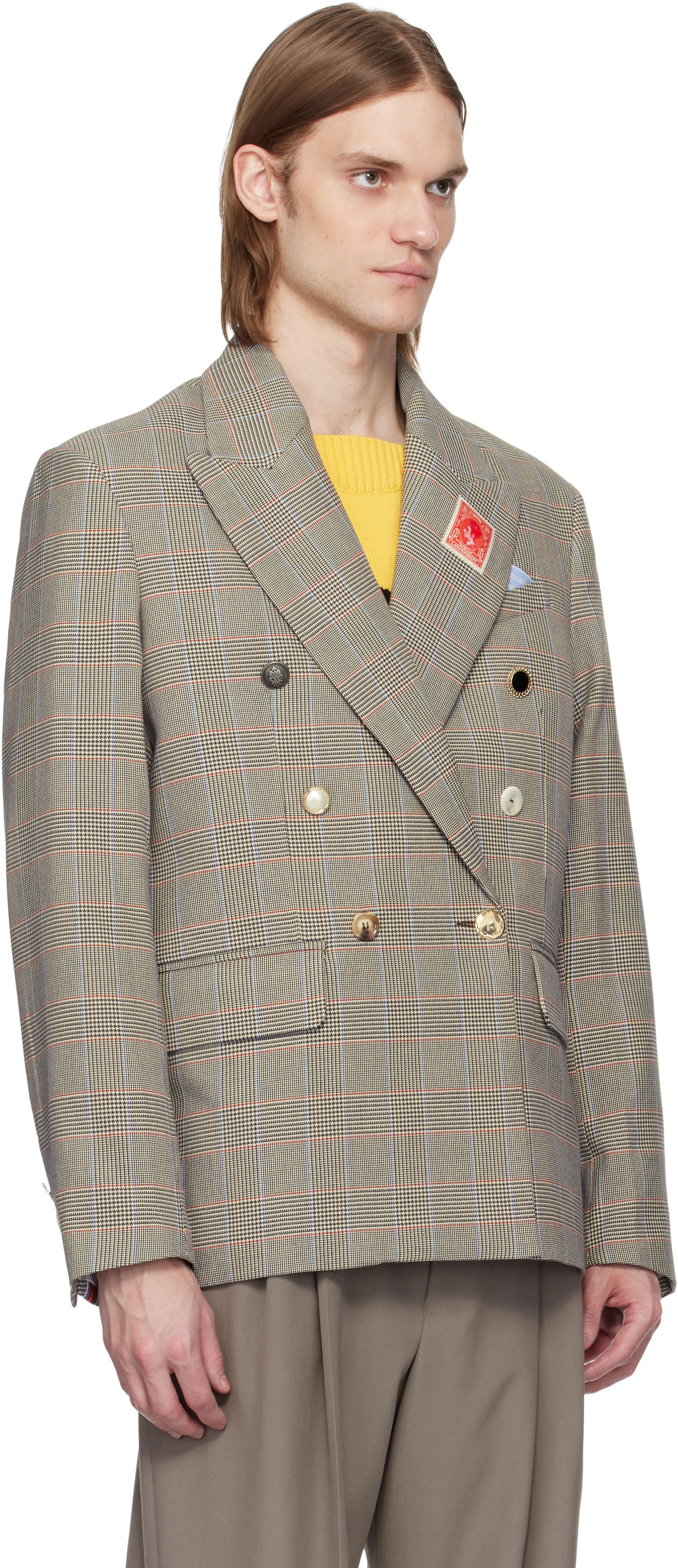 Jakke Charles Jeffrey Loverboy Charles Jeffrey LOVERBOY Edinburgh Double-Breasted Blazer Beige | 54020102, 1