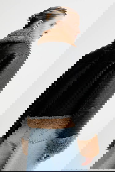 Jakke STAND STUDIO Kia Transitional Oversize Faux Fur Jacket Sort | 66575.9412, 2