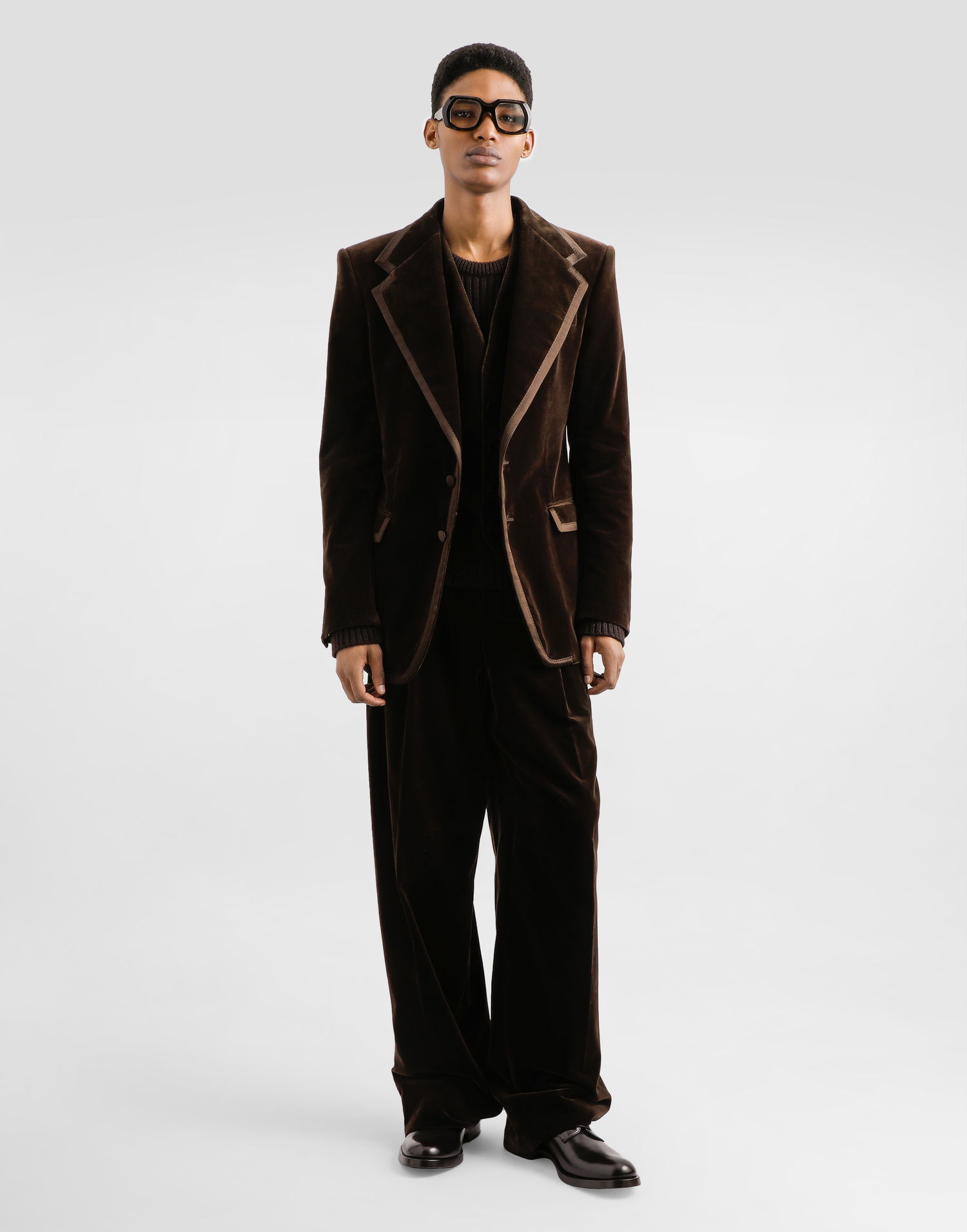 Jakke Dolce & Gabbana Dolce & Gabbana Single-Breasted Velvet Jacket Brun | G2VP0TFUVG7M0937, 1