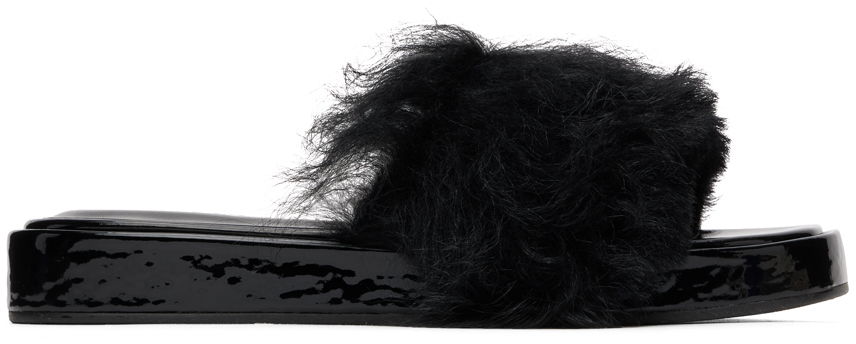 Tilbehør BY FAR BY FAR Shana Furry Slides Sort | 22FWSAHSBLTOS, 0