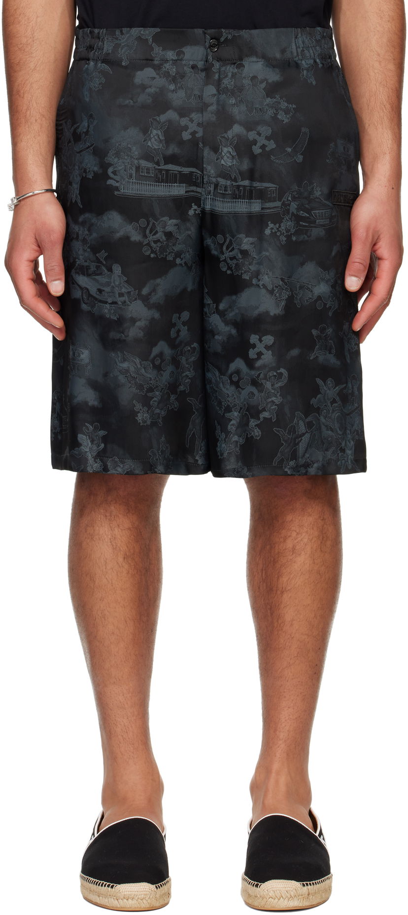 Shorts Off-White Off-White Jacquard Fresco Bowling Shorts Sort | OMCB092S25FAB0020200
