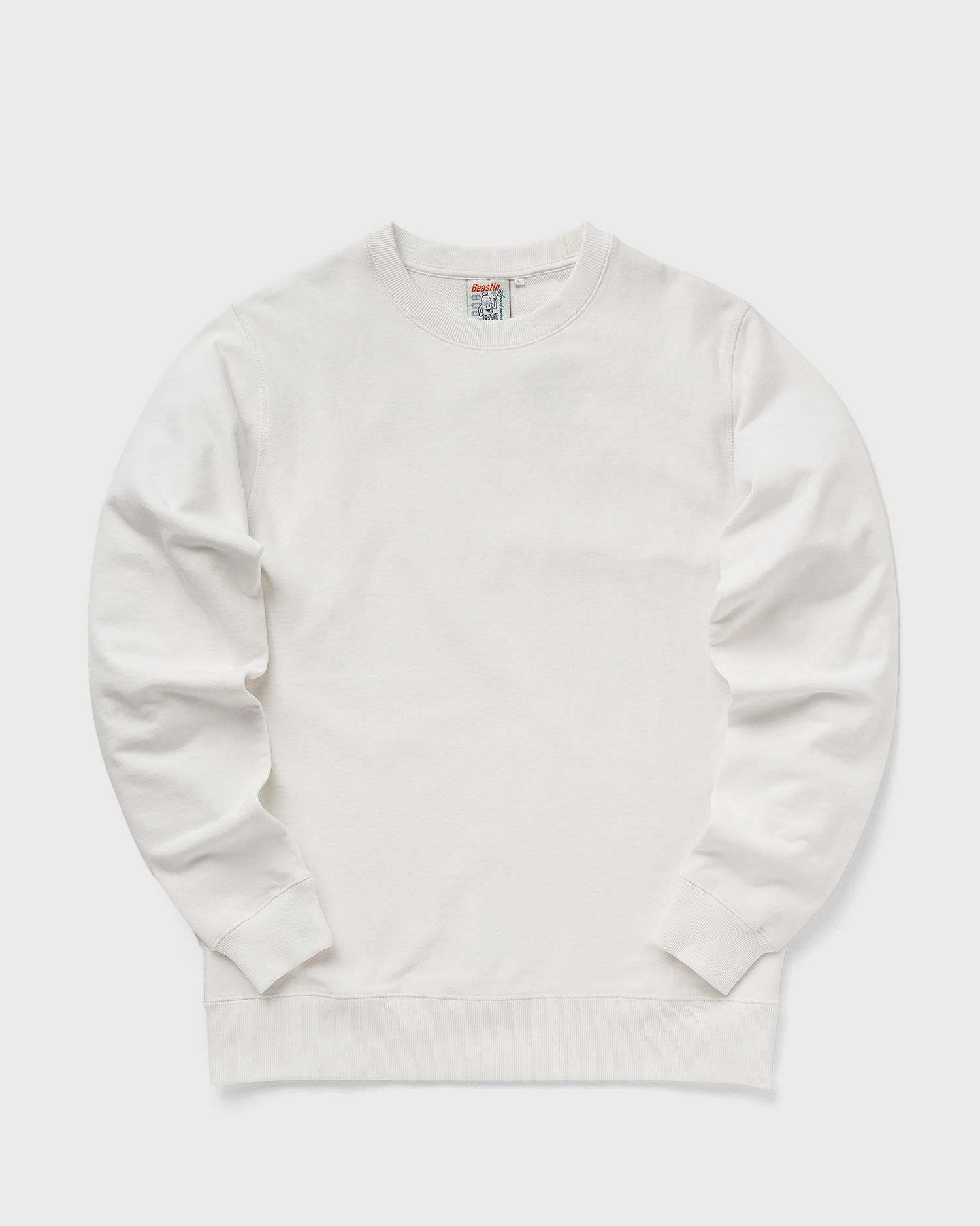 Sweatshirt BSTN Basic Ribbed Crewneck Sweatshirt Hvid | BEASTIN-PLAIN19-UND-30, 1