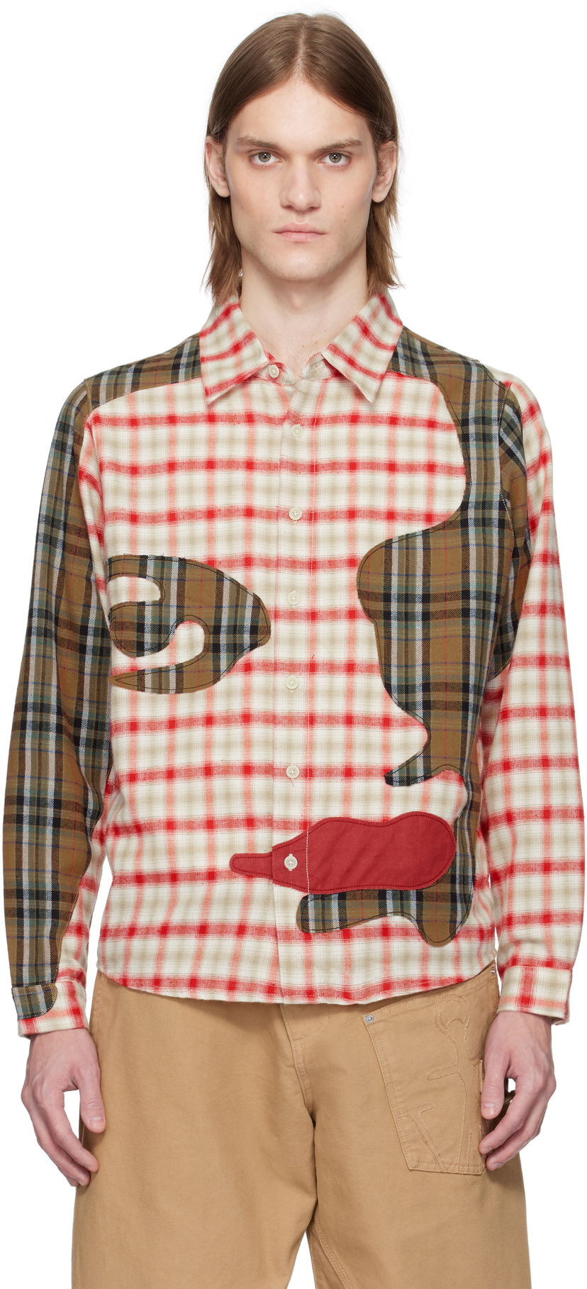 Skjorte KidSuper KidSuper Patchwork Face Flannel Shirt Flerfarvet | SS25-LTP-03