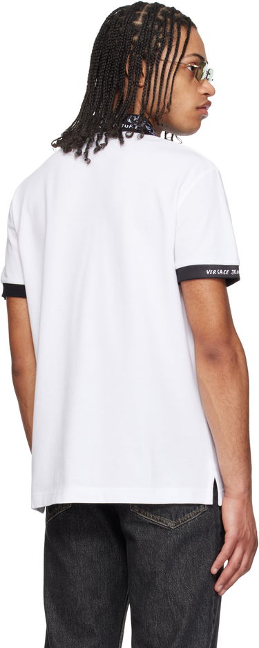 Polo skjorte Versace Versace Jeans Couture Baroque Collar Polo Hvid | E78GAGT04_ECJ01T, 2