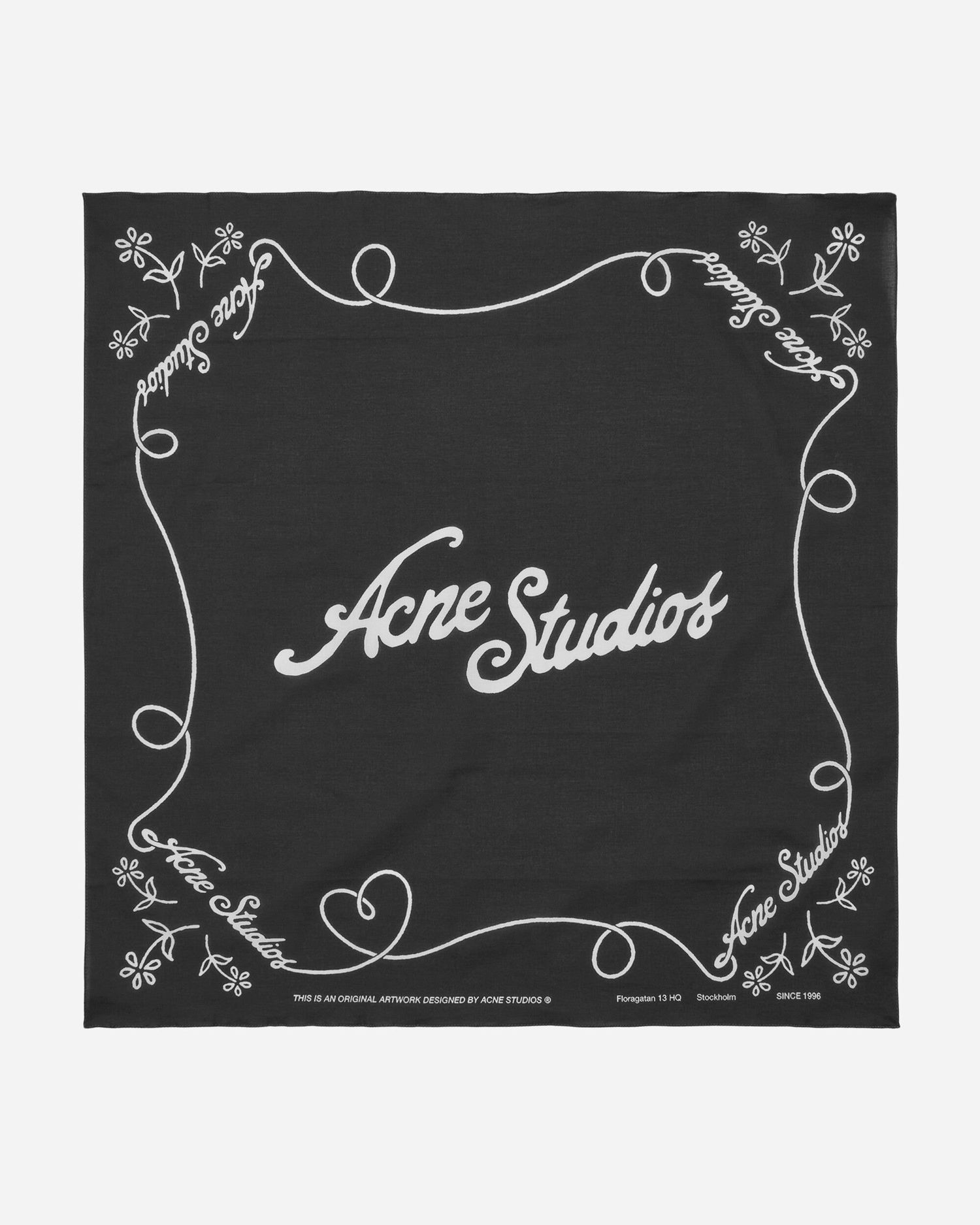 Tørklæde Acne Studios Printed Logo Bandana Sort | CA0304- J83, 0