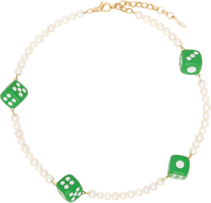 Halskæde VEERT VEERT Pearl and Dice Necklace Grøn | CA07PL