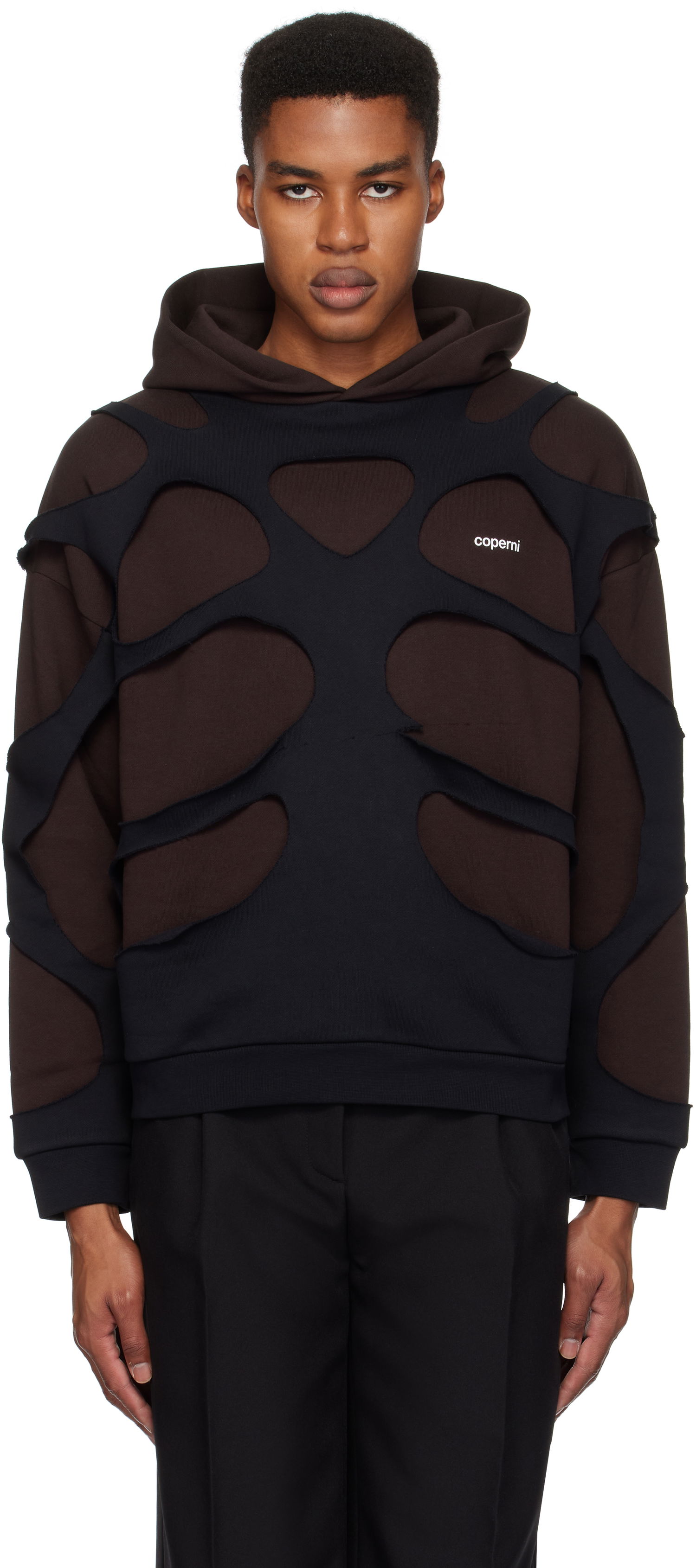 Sweatshirt Coperni Laser-Cut Hoodie Brun | COPJS110523MEN, 0