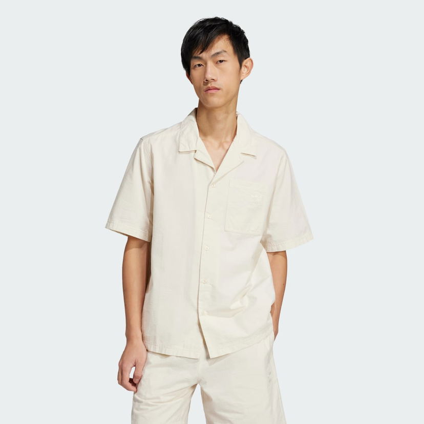 Skjorte adidas Performance Essentials Seersucker Short Sleeve Shirt Beige | JD2456