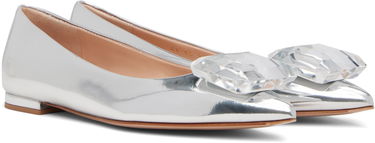 Sneakers og sko Gianvito Rossi Metallic Crystal-Embellished Jaipur Ballerina Flats Metalisk | G22131-05RIC-MET, 3