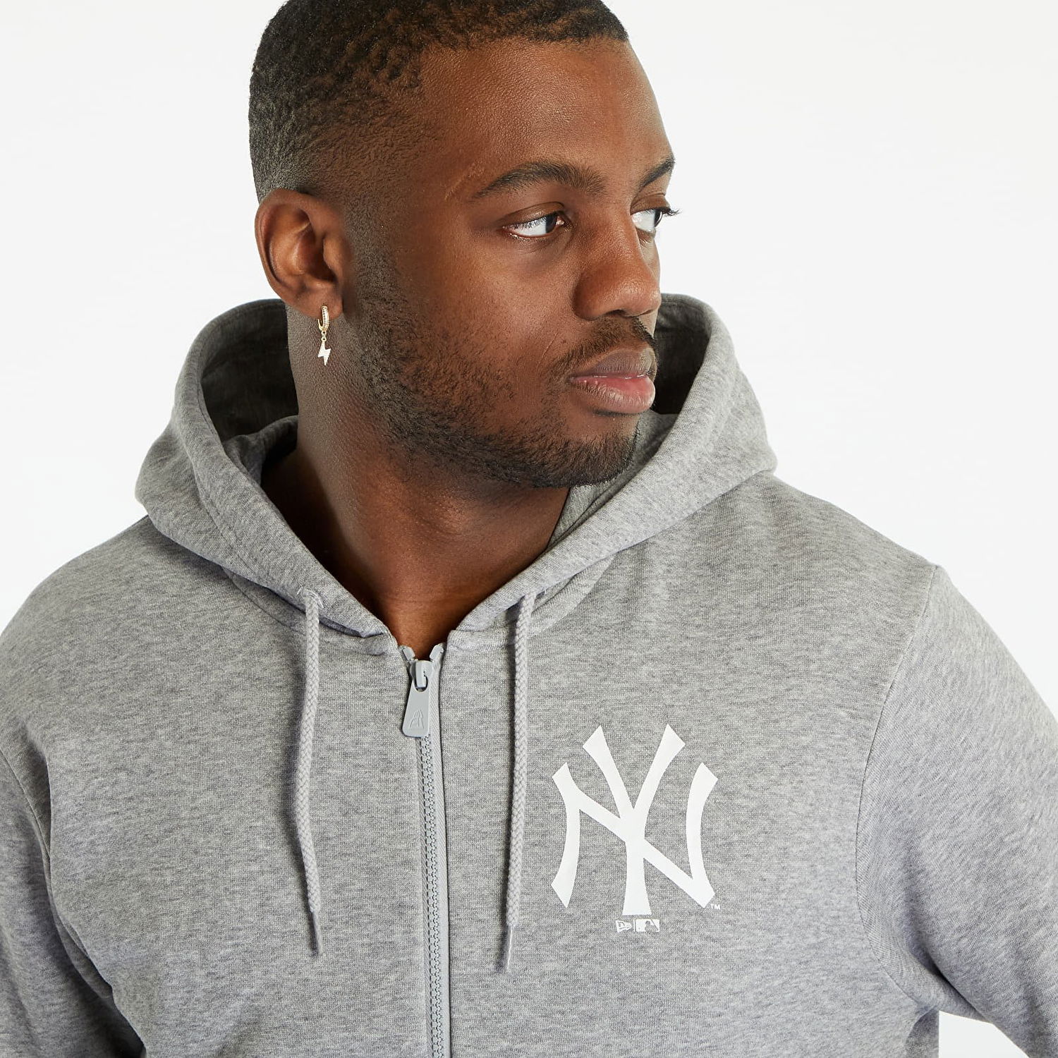 Sweatshirt New Era League Essentials Fz Hoody New York Yankees Grå | 60348303, 1