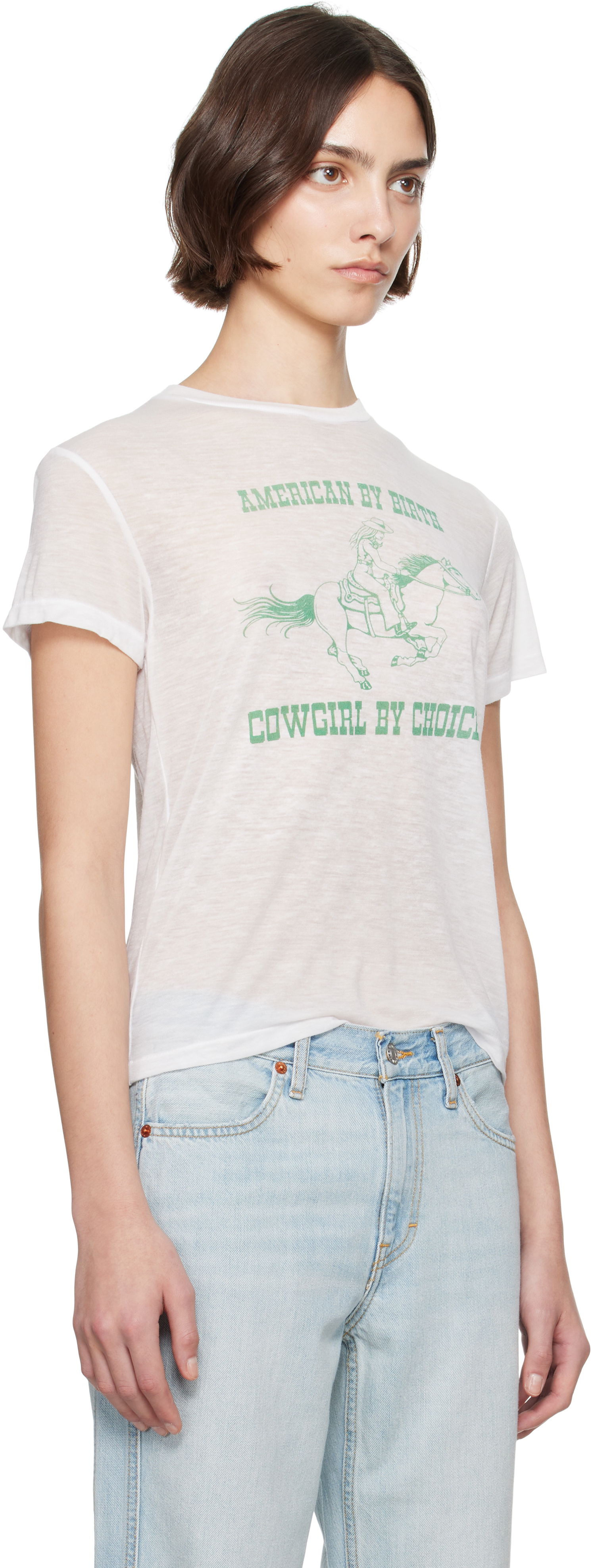 T-shirt RE/DONE Re/Done Classic Burnout 'Cowgirl' T-Shirt Hvid | 792-02WCGT334, 1