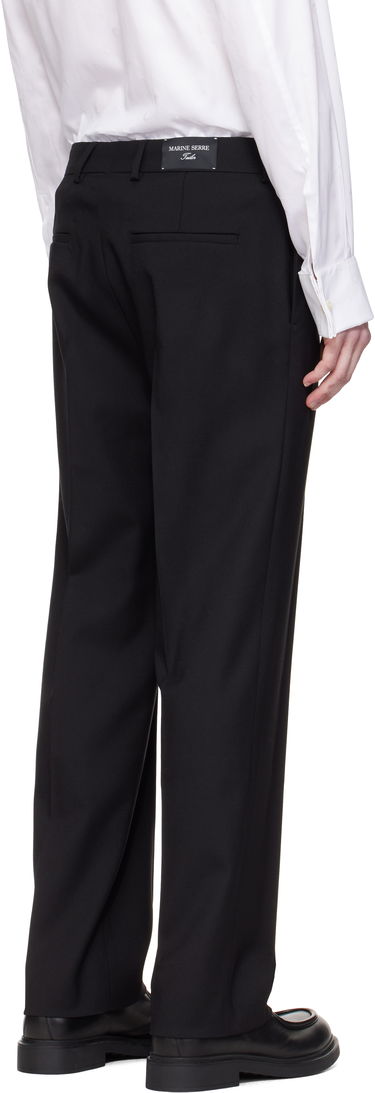 Bukser Marine Serre Marine Serre Virgin Wool Twill Pleated Trousers Sort | MPA069A RWOV0001, 2