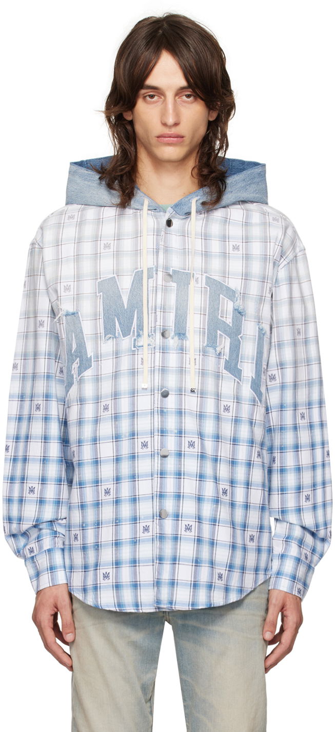 Skjorte AMIRI Hooded Overshirt Blå | AMSTOS1016