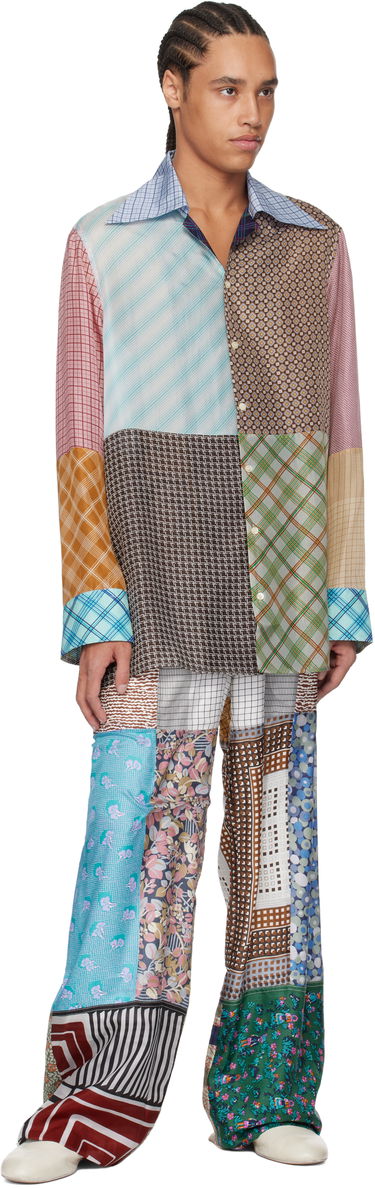 Bukser Marine Serre Marine Serre Regenerated Silk Scarves Drawstring Patchwork Sweatpants Flerfarvet | UPA054A UWOV0028, 3