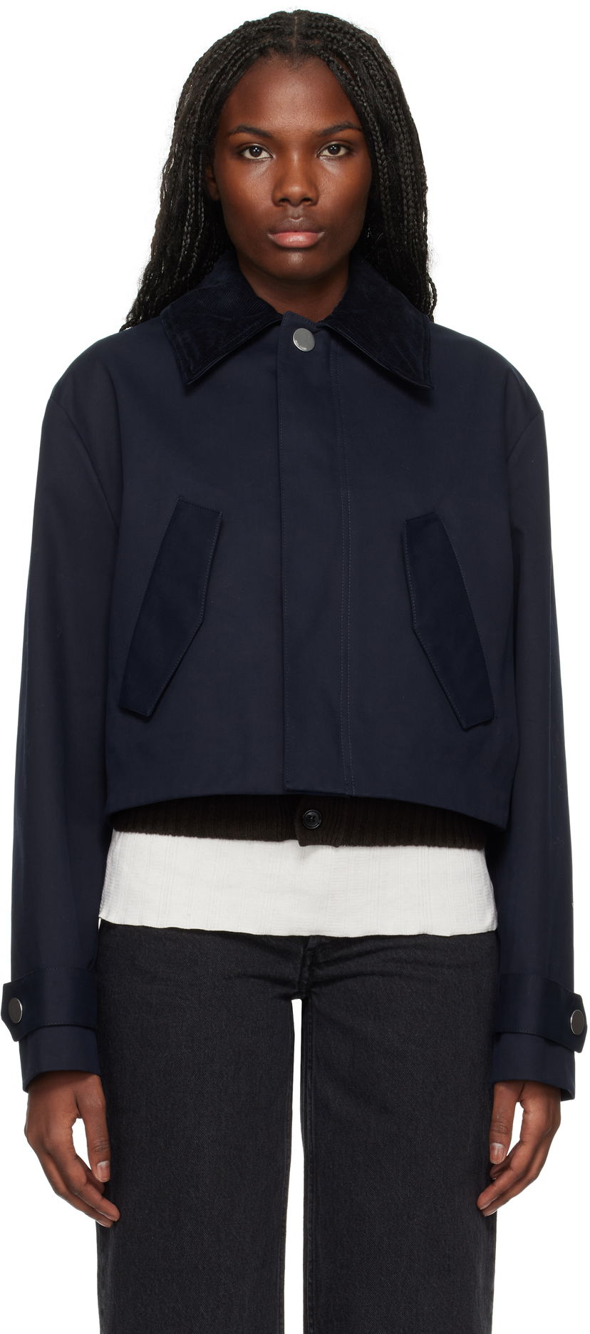 Jakke AMI Short Jacket Mørkeblå | FJK069.CO0081
