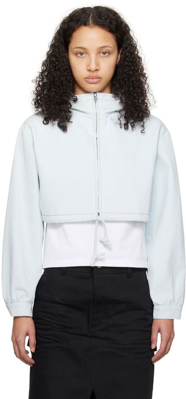 Sweatshirt We11done Cropped Denim Hoodie Jacket Blå | WD-JP0-24-093-W-IC, 0