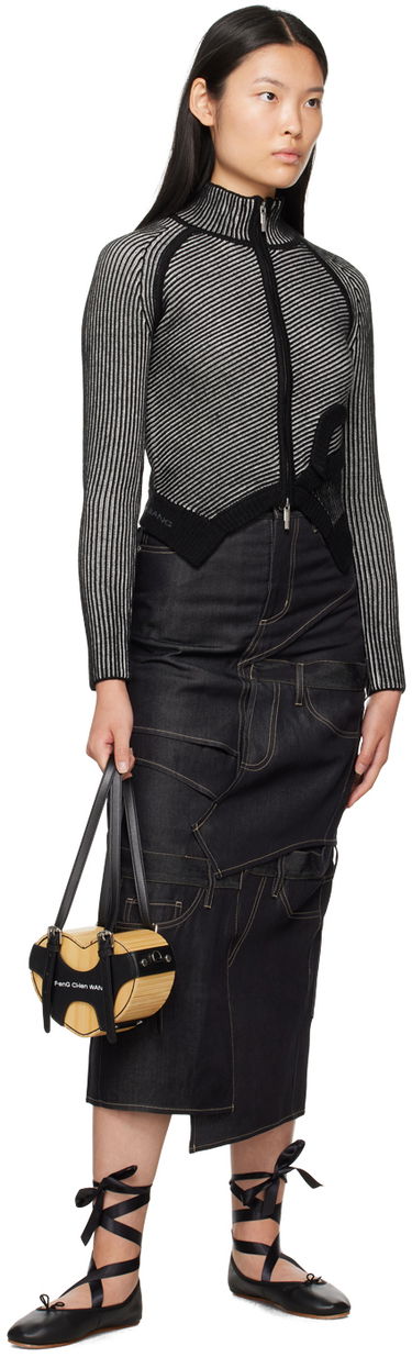 Nederdel Feng Chen Wang Feng Chen Wang Paneled Denim Midi Skirt Mørkeblå | FWF16SK12, 3