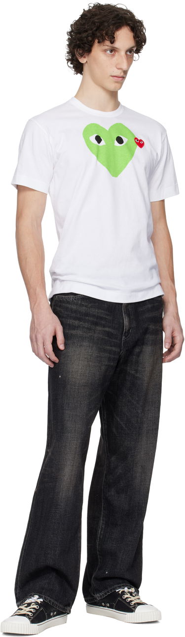 T-shirt Comme des Garçons Play Pastel Heart & Emblem Tee Hvid | AX-T106-051, 3