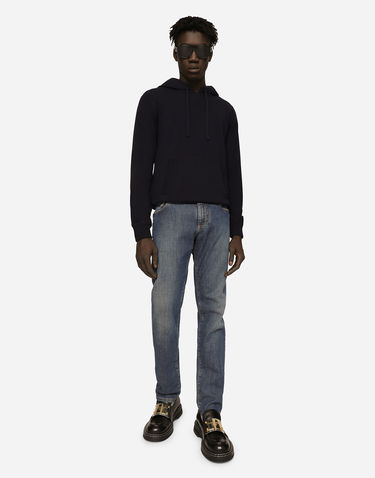 Sweatshirt Dolce & Gabbana Dolce & Gabbana Cashmere Hooded Pullover Mørkeblå | GI116KF44EGB0665, 2