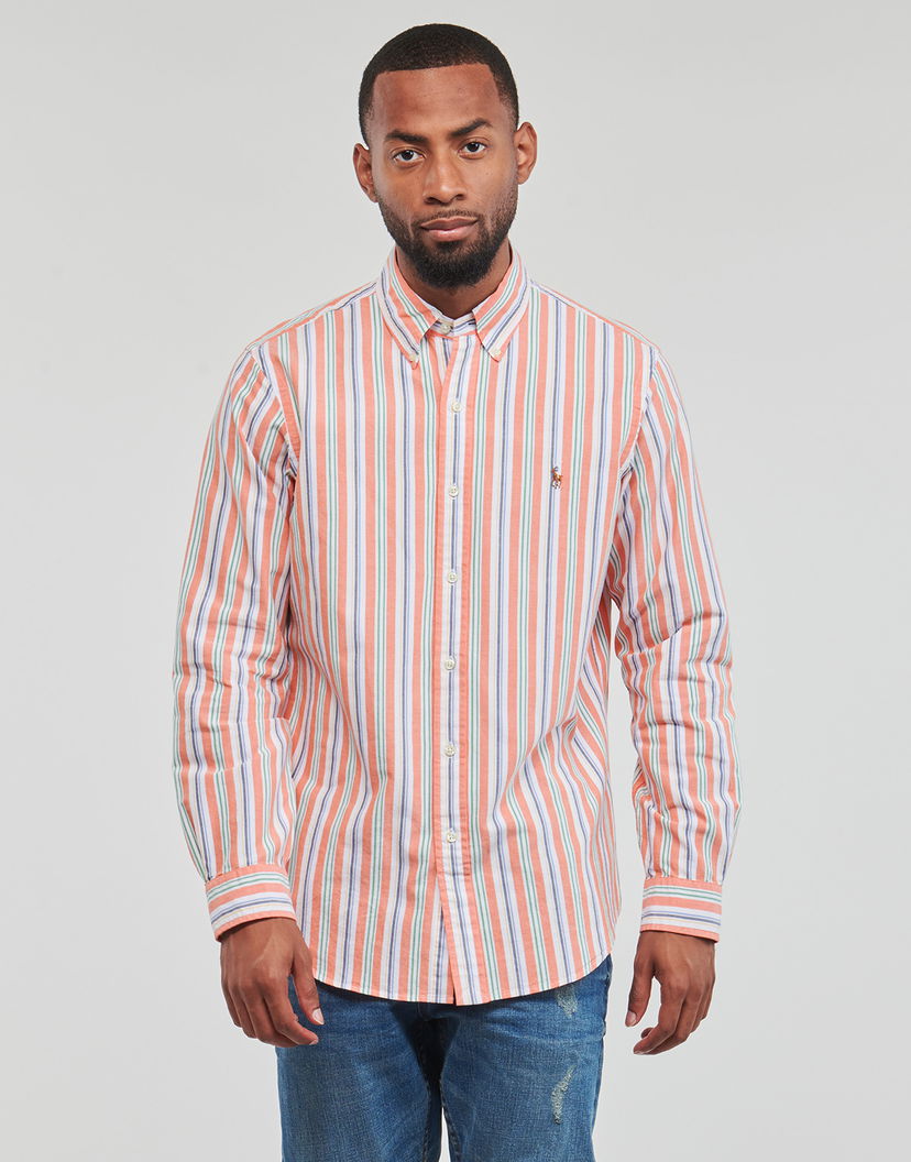 Skjorte Polo by Ralph Lauren Classic-Collar Striped Cotton Shirt Lyserød | 710928920001