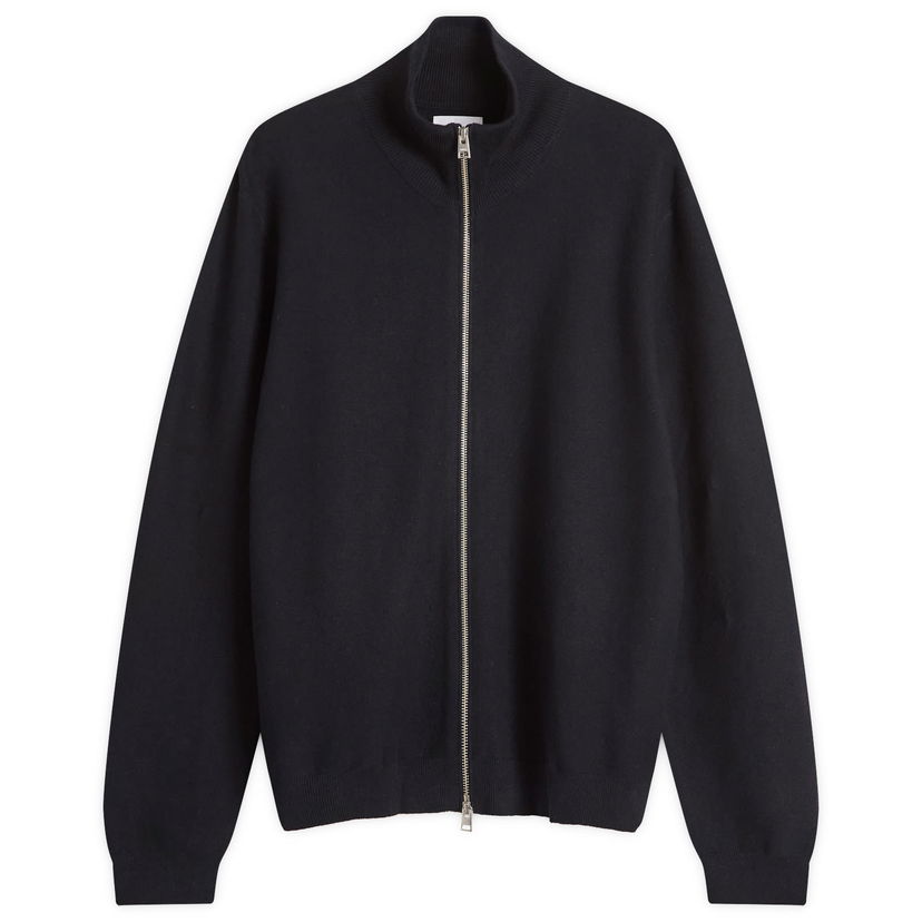 Sweater NORSE PROJECTS Links Cotton Linen Zip Jacket, Size Large Mørkeblå | N45-0635-7004