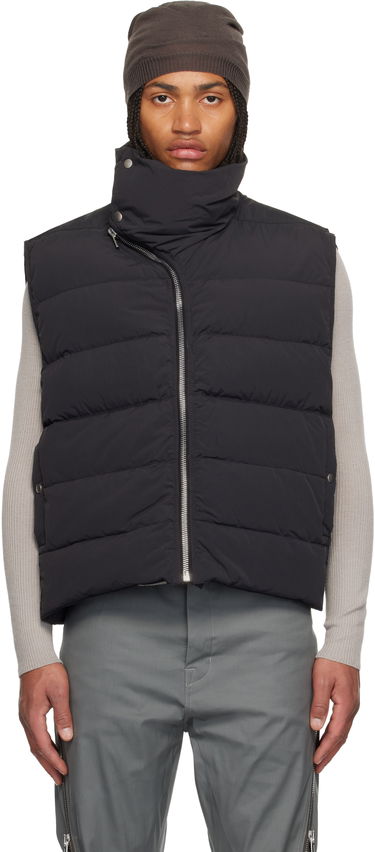 Vest Rick Owens Concordians Flight High Neck Asymmetrical Zip Puffer Down Vest Sort | RU02E1798 MTD1, 0