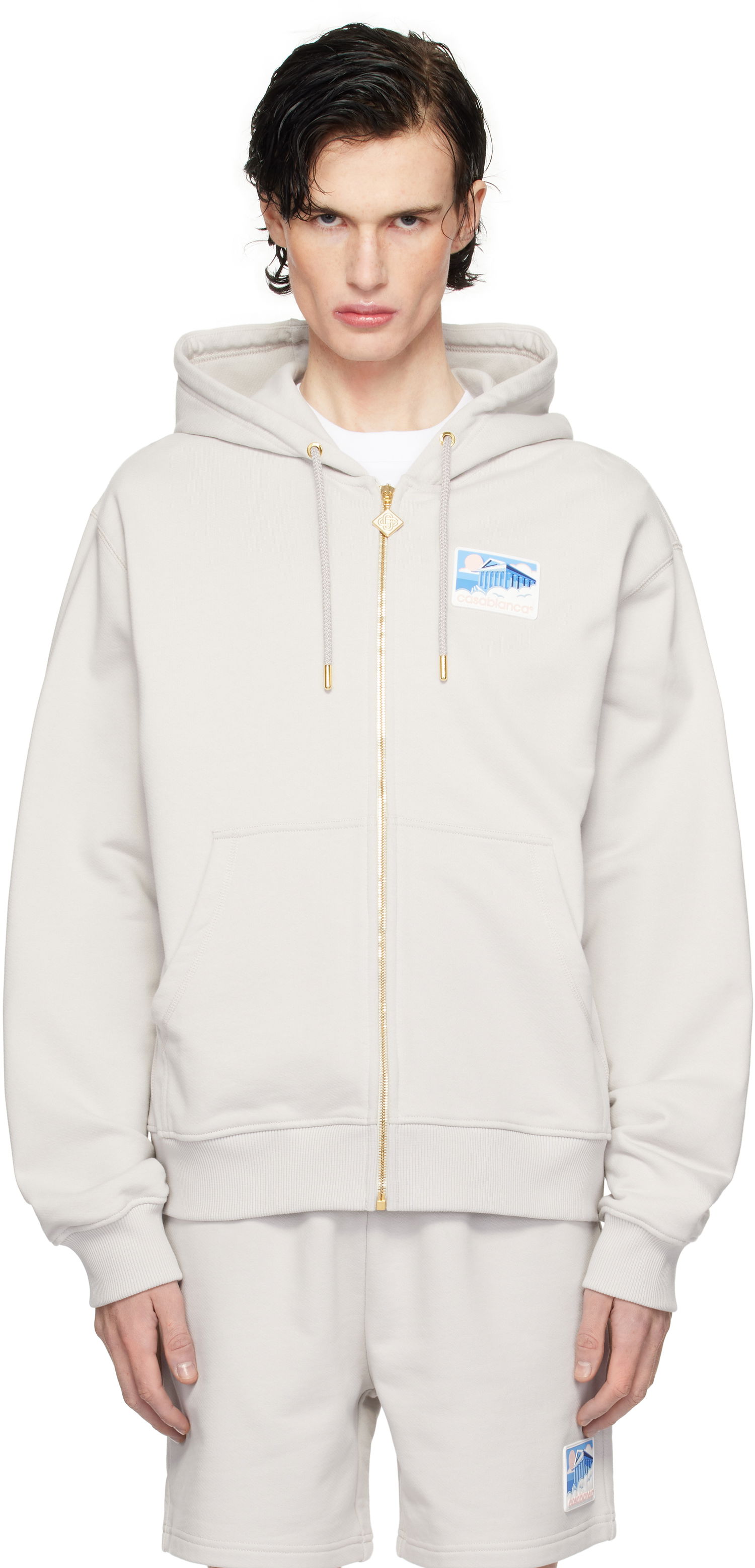 Sweatshirt Casablanca Men's Temple Print Zip Hoodie Grå | MPS25-JTP-150-01, 0