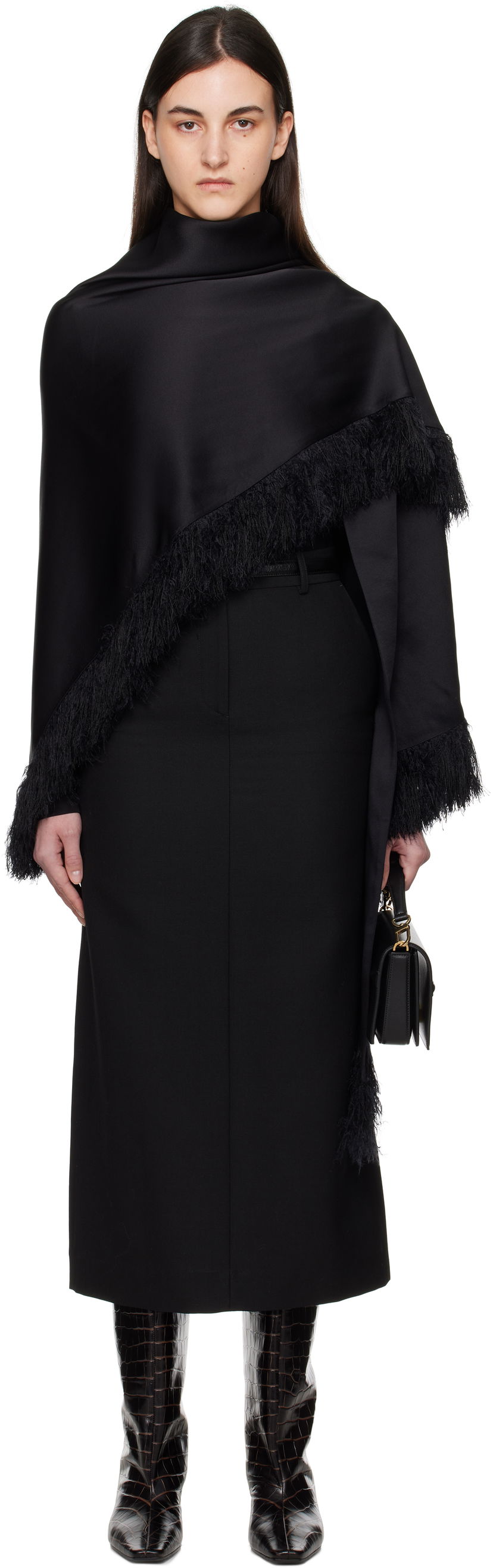 Nederdel TOTEME TOTEME Fringe Shawl Sort | 251-WSC4504-FB0344