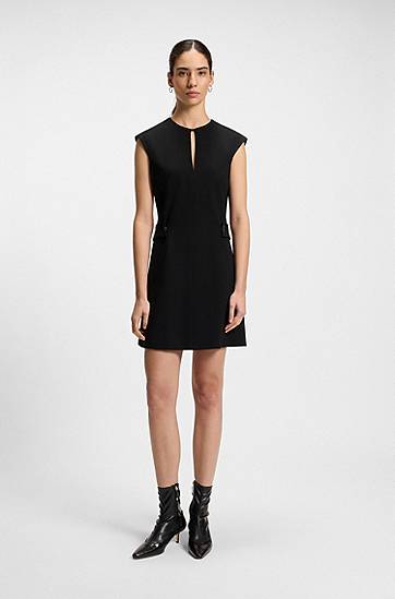 Kjole BOSS Belted Shift Dress Sort | 50543277, 1
