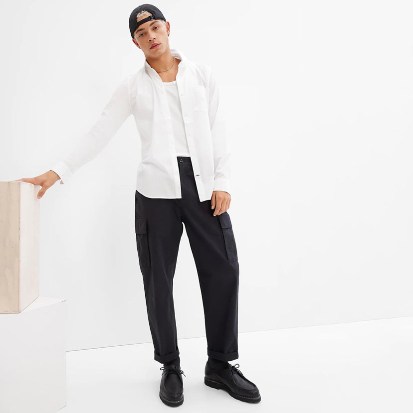 Skjorte GAP Slim Stretch Poplin Shirt White 2 Hvid | 422485-02