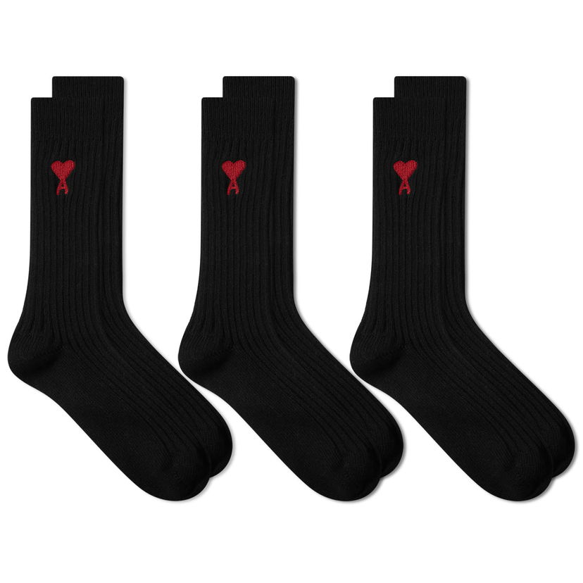 Sokker AMI 3 Pack A Heart Ribbed Socks Sort | USC003-379-001
