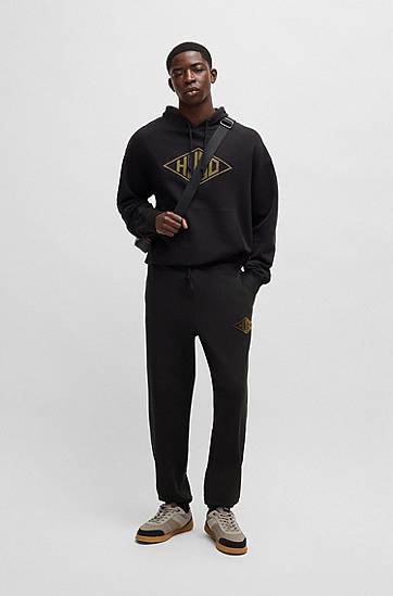 Joggingbukser BOSS Cotton-Terry Tracksuit Bottoms with Embroidered Logo Sort | 50534952, 1