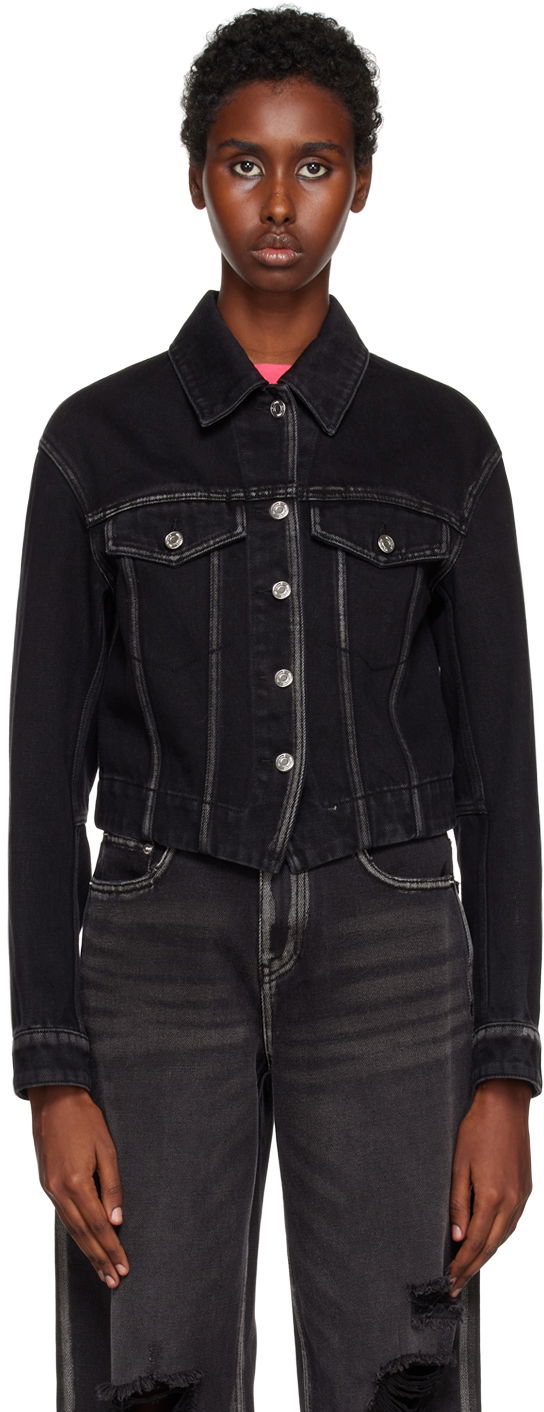 Jakke We11done We11done V-Line Denim Jacket Sort | WD-DJ3-22-330-W-BK