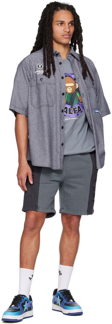 Skjorte AAPE by A Bathing Ape AAPE by A Bathing Ape Embroidered Shirt Grå | AAPSRM8436XXKBKX, 3