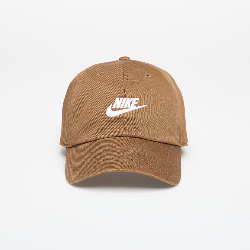Kasket Nike Cap Club Unstructured Futura Wash Cap Mosswood Brown/ White Brun | FB5368-235