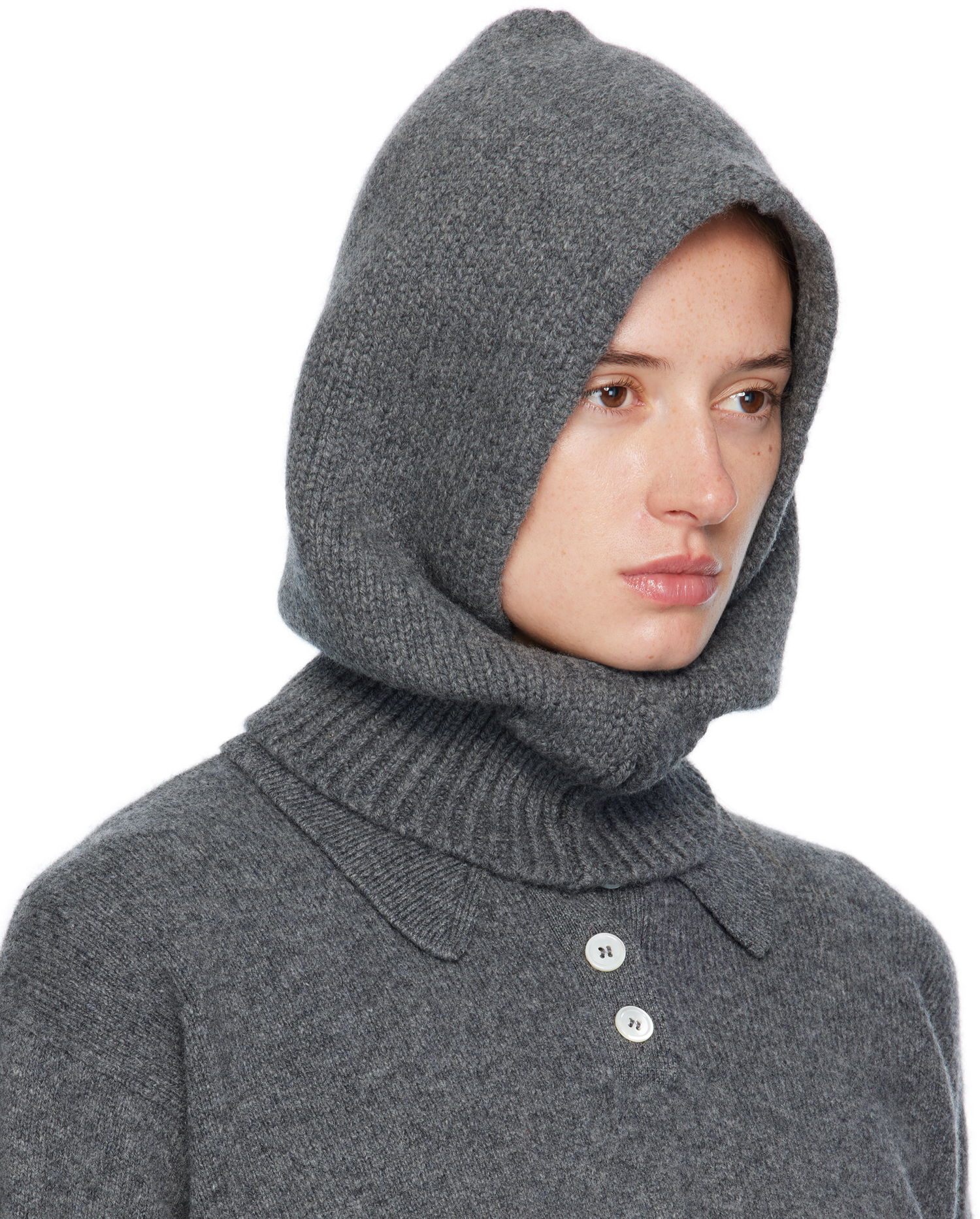 Tørklæde &Daughter &Daughter Hand-Knitted Hooded Cowl Grå | HKN03924, 1