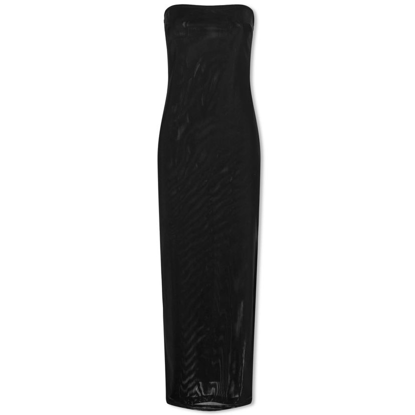 Kjole Miaou Miaou Lila Strapless Sheer Mesh Midi Dress, Size Large Sort | 5025PM3BLK