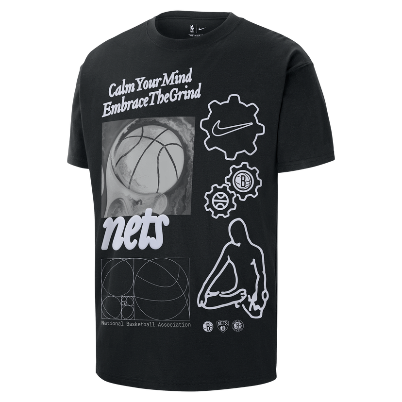 T-shirt Nike Max90 Brooklyn Nets Courtside T-Shirt Sort | HQ0625-010