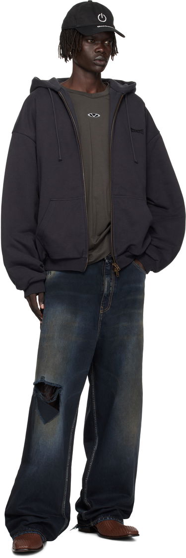 Sweatshirt VETEMENTS VETEMENTS Puffed Oversized Zip-Up Hoodie Sort | UH76ZU860B, 3