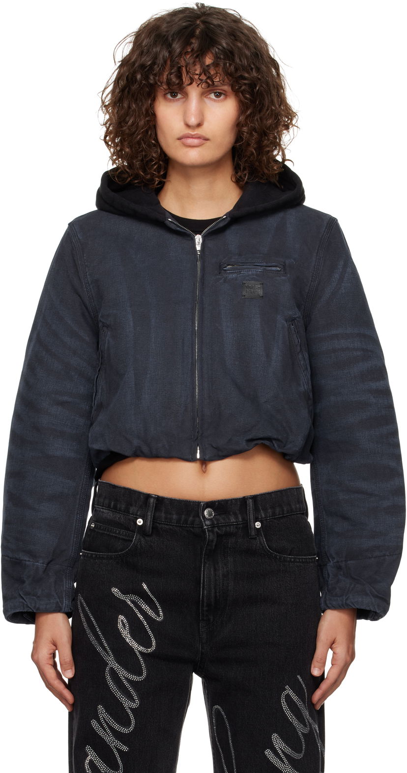 Jakke Alexander Wang Padded Cropped Hooded Jacket Blå | 4WC4242095