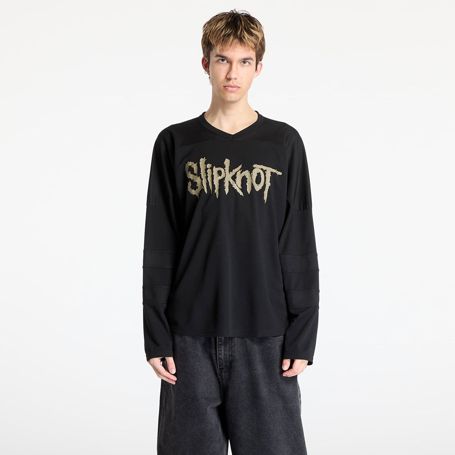 Sweater Pleasures PLEASURES x Slipknot X-Ray Hockey Jersey Sort | P25SK012 BLACK, 0