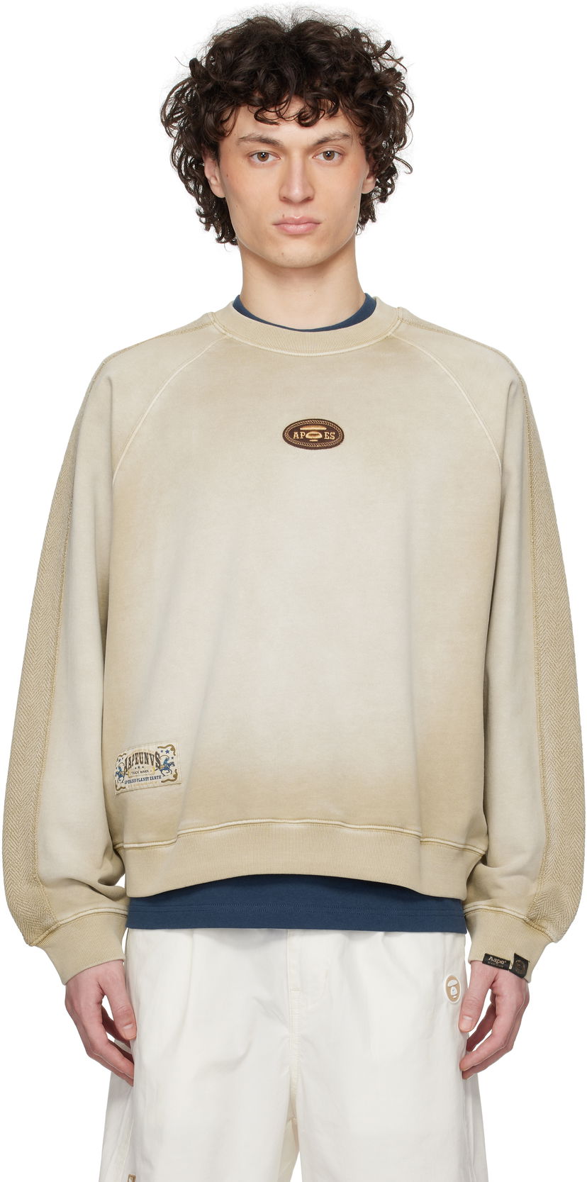 Sweater AAPE by A Bathing Ape AAPE by A Bathing Ape Main Crewneck Sweatshirt Beige | AAPSWMC320XXNBGX