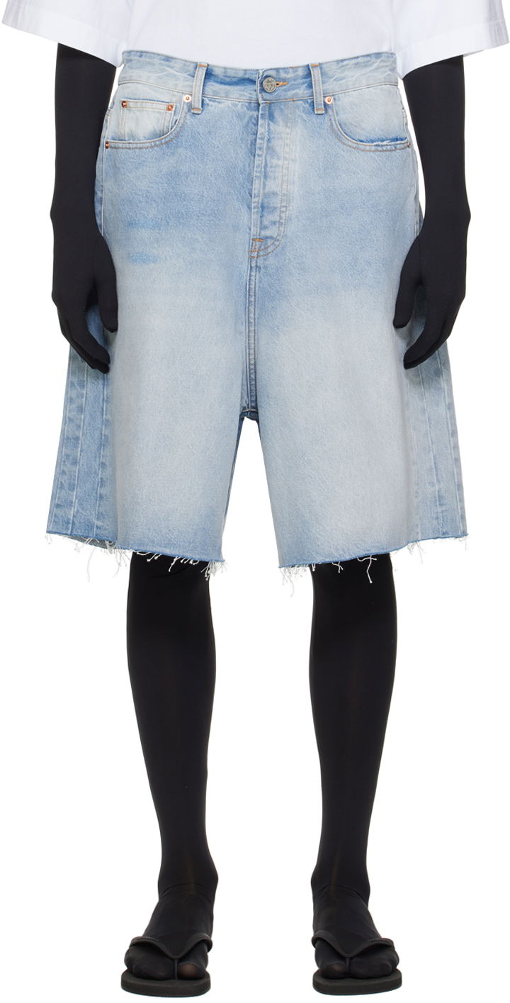 Shorts VETEMENTS Faded Denim Shorts Blå | UE64SS200N