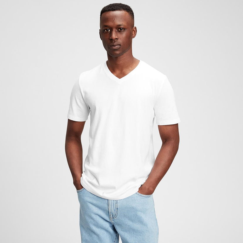 T-shirt GAP T-shirt Classic Vneck Tee Optic White XS Hvid | 440768-02