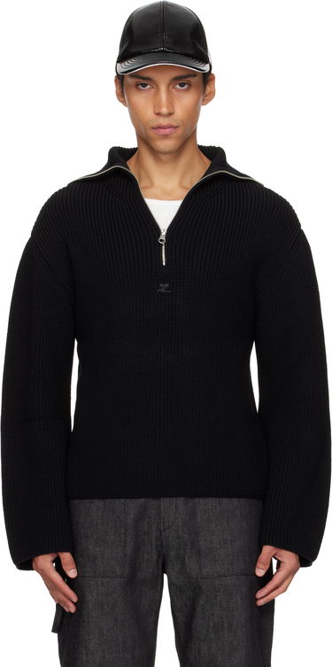 Sweater Courrèges Courrèges Ribbed Wool Trucker Sweater Sort | 325MPU243FI0036, 0