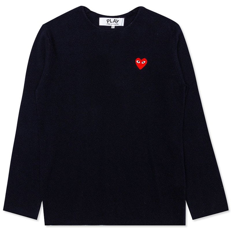 Sweatshirt Comme des Garçons Play Red Heart Crewneck Mørkeblå | AZ-N067-051-2