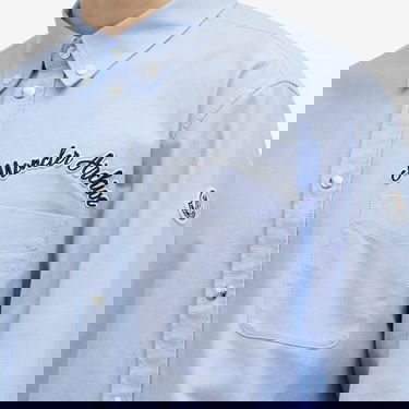 Skjorte Moncler Oxford Cotton Shirt With Logo Patch Blå | 2F000-06-20838-701, 5