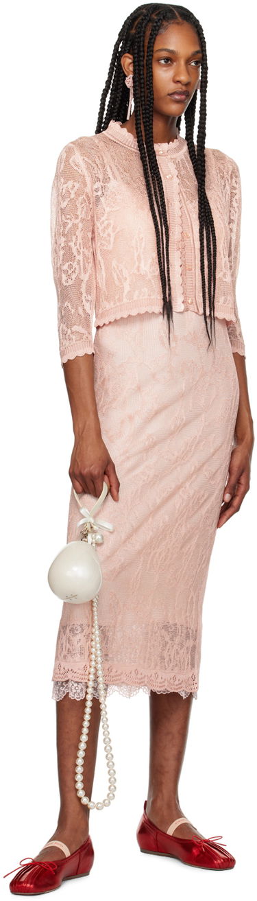 Kjole Simone Rocha Simone Rocha Floral Lace Midi Slip Dress Lyserød | SHMK3 0645, 3