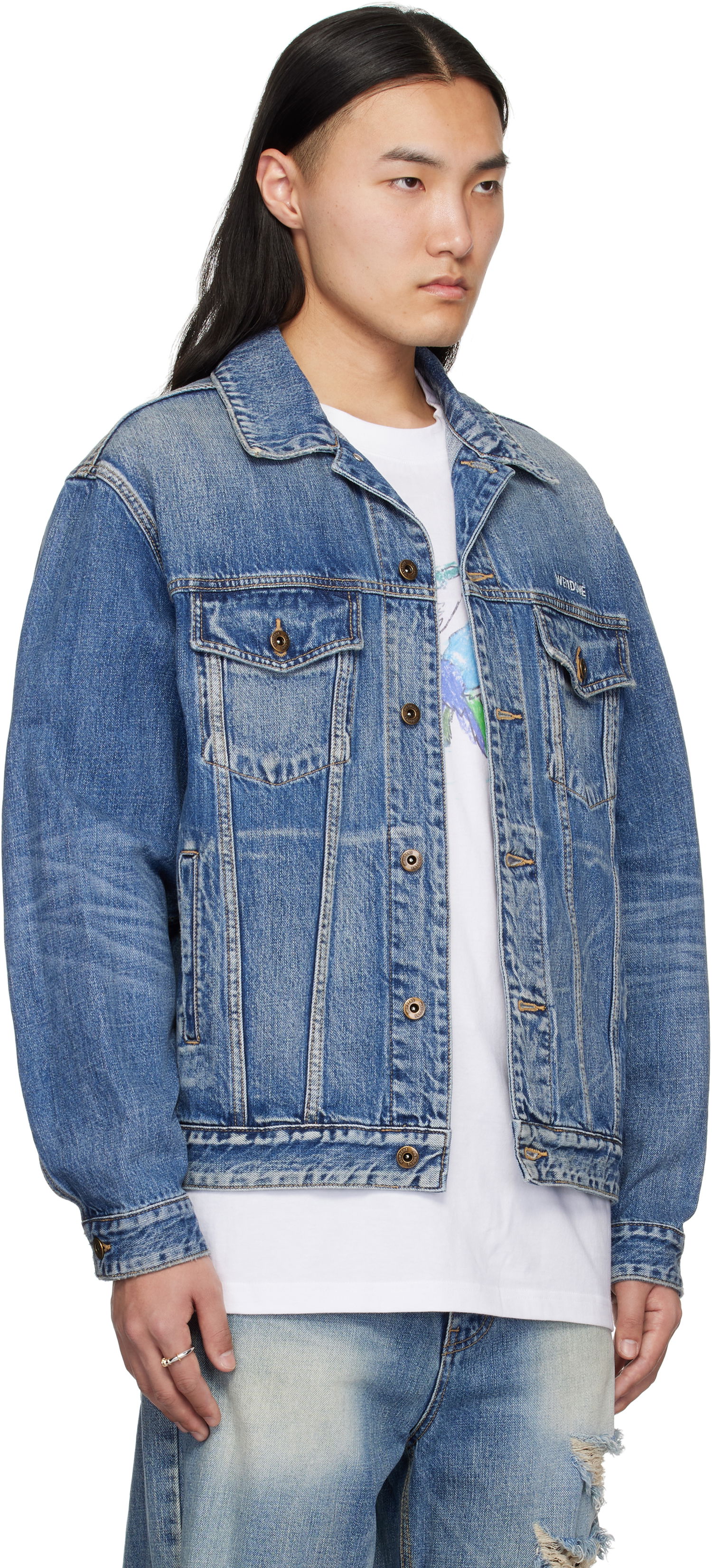 Jakke We11done We11done Washed Denim Jacket Blå | WD-DJ0-25-313-U-BL, 1